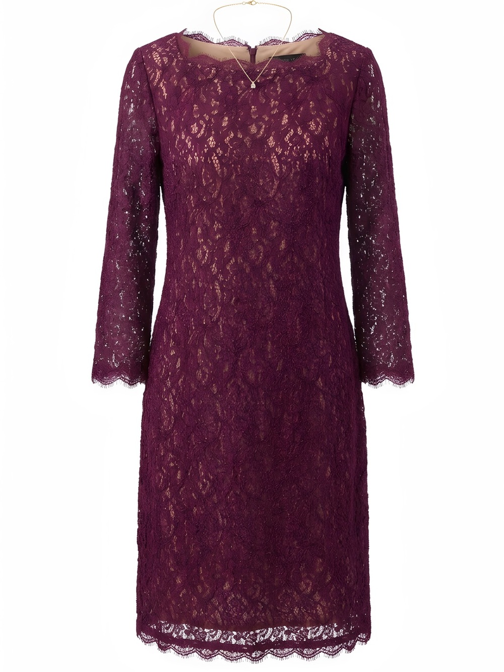 Adrianna Papell Plum Lace Long-Sleeve Sheath Dress
